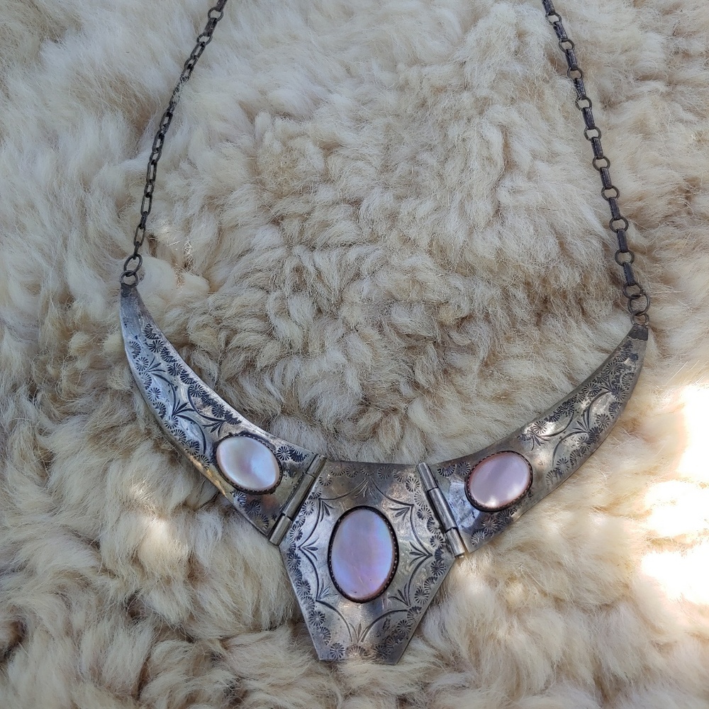 Vintage Silver and pearl handmade necklace